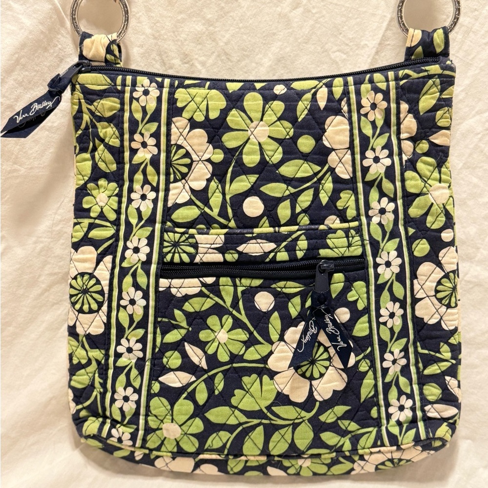 Vera Bradley Green and Cream Floral Crossbody Bag